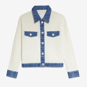 Sandro Cream Knit Button-Up Jacket